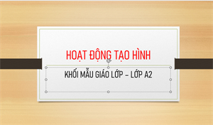 TIẾT HOẠT ĐỘNG TẠO HÌNH KHỐI MẪU GIÁO LỚN LỚP A2